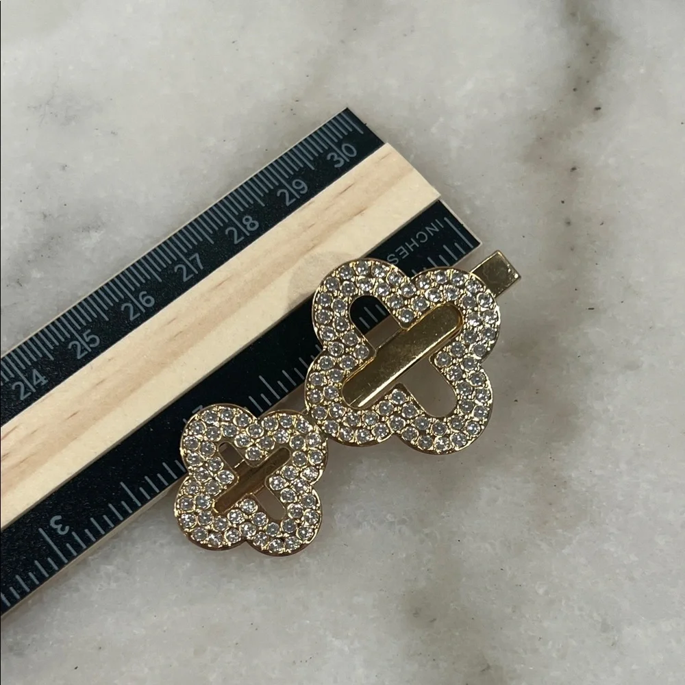 Women's Hair Clip Set - Red Plaid, Gold Rhinestone & Burgundy Bow